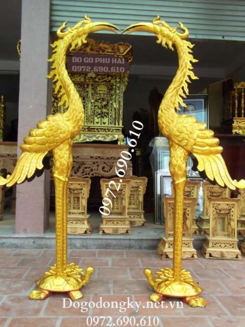 Doi hac tho bang go, Đ&ocirc;i Hạc Thờ Bằng G&ocirc;̃, Hạc Thờ G&ocirc;̃ Mít Lõi 