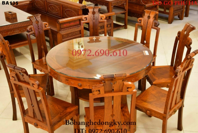 bo ban an dep 8 Ghế Gỗ Hương Bàn Tròn