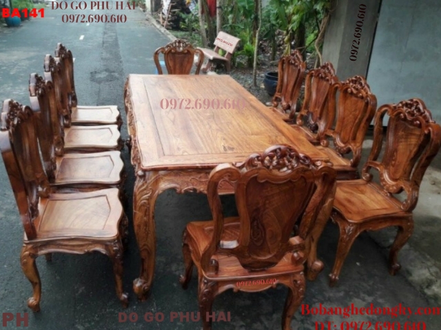 Bo ban an dep, Mua Ngay Bộ Bàn Ăn Đẹp 10 Ghế Kiểu Pháp Louis Gỗ Hương
