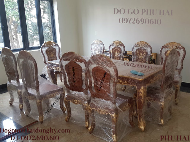 Bo ban an dep Bo ban an dep, Bộ Bàn Ăn Mẫu Siêu Víp 10 Ghế Dát Vàng