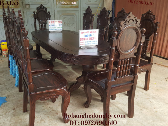 Bộ Bàn Ghế Phòng Ăn Gỗ Mun Bộ Bàn Ghế Phòng Ăn Gỗ Mun 10 Ghế Đẹp & Sang