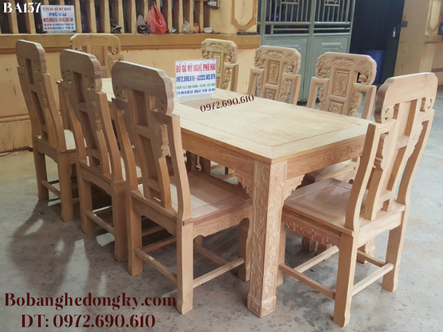 BỘ BÀN GHẾ PHÒNG ĂN mẫu Đẹp 8 Ghế Gỗ Gõ Đỏ