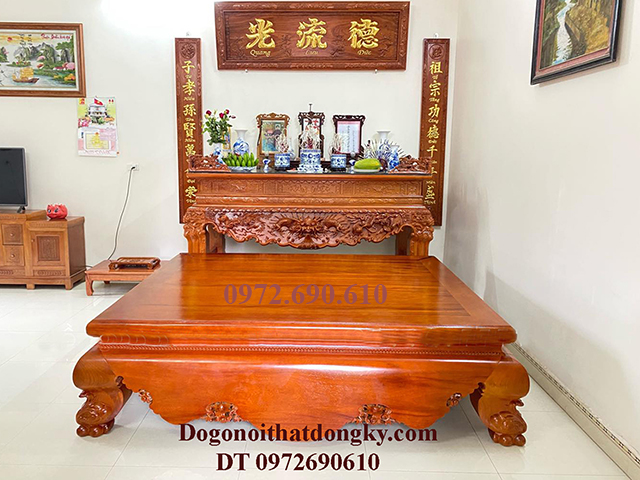 Mẫu bàn thờ gỗ hương thờ gia tiên đẹp nhất năm 2023  ST240