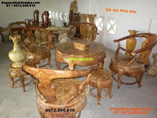 Bộ bàn ghế gỗ nu nghiến Bàn tròn BT02
