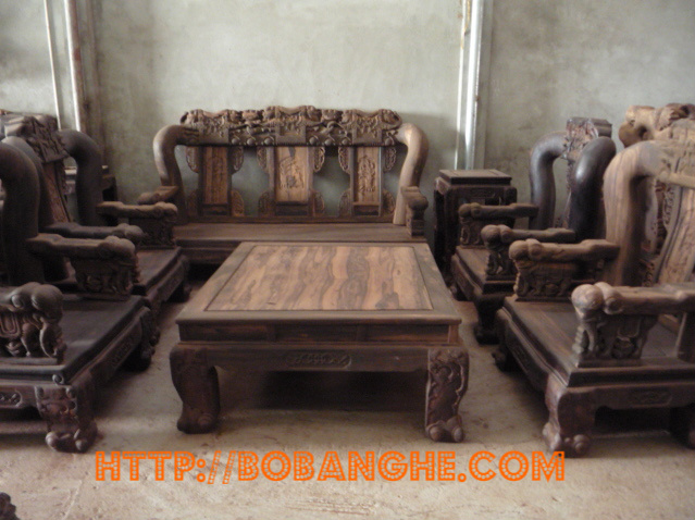 Bộ bàn ghế gỗ mun Kiểu Minh Quốc voi QV07