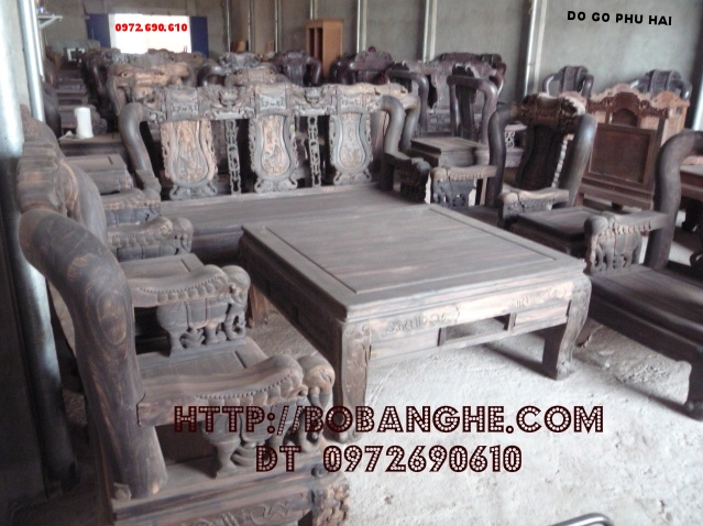 Bộ bàn ghế gỗ mun Minh Quốc voi QV08