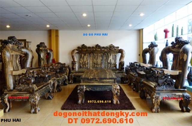 Bộ bàn ghế gỗ mun giá tỷ đồng Tam Sư tử Vai 18 TS01