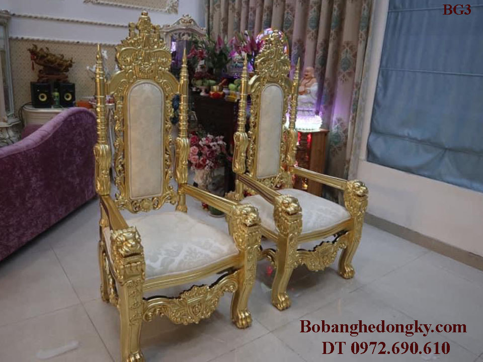 Mẫu Ghế Phòng Khách King Gold Dát Vàng Quí Tộc BG3
