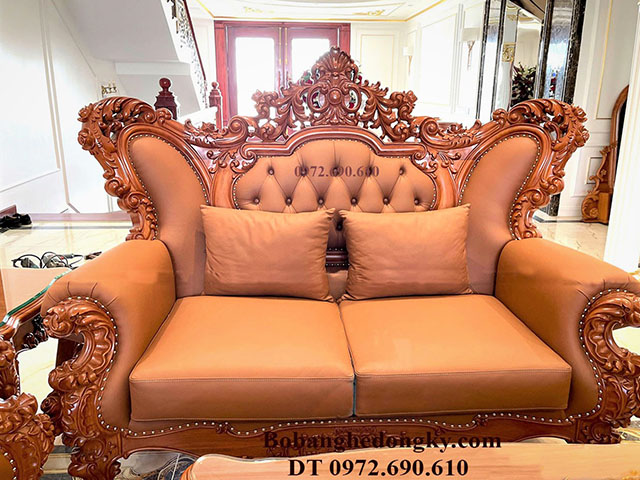 Đẹp, sang trọng cùng bộ bàn ghế sofa tân cổ điển gỗ Gõ Đỏ B658