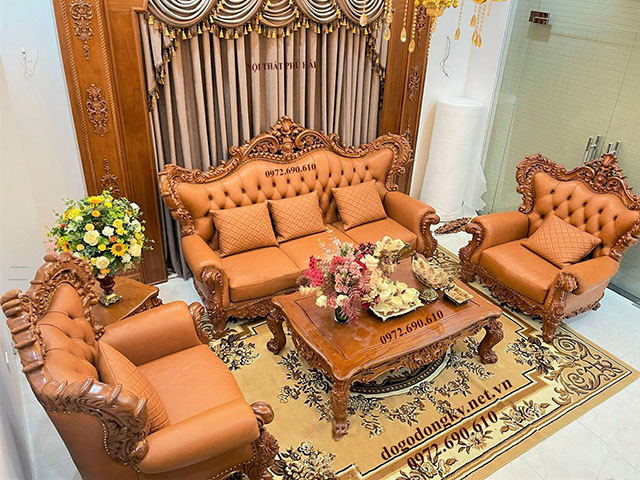 Mẫu Sofa phòng khách nhà biệt thự theo phong cách tân cổ điển B660