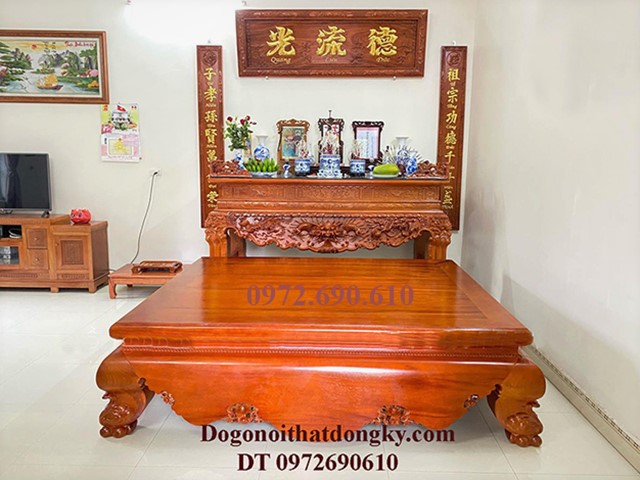 Mẫu bàn thờ gỗ hương thờ gia tiên đẹp nhất năm 2023  ST240