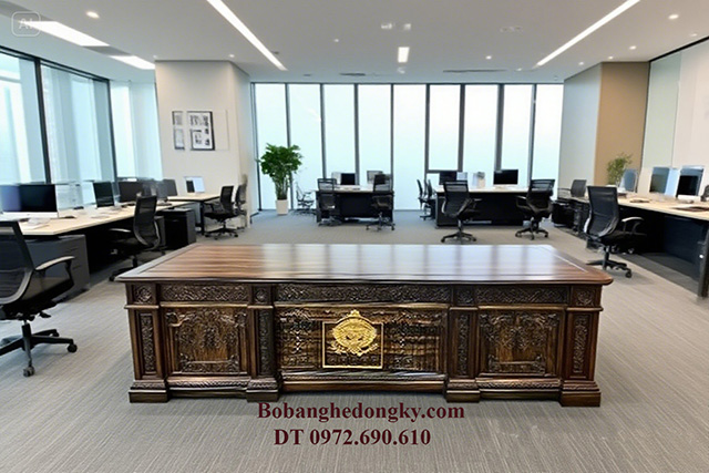 Bàn làm việc gỗ mun Đồ Gỗ Phú Hải - Tinh hoa chế tác Việt