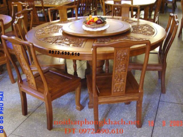 Bộ bàn ăn kiểu bàn tròn xoay , Đồ gỗ Phú Hải BT24