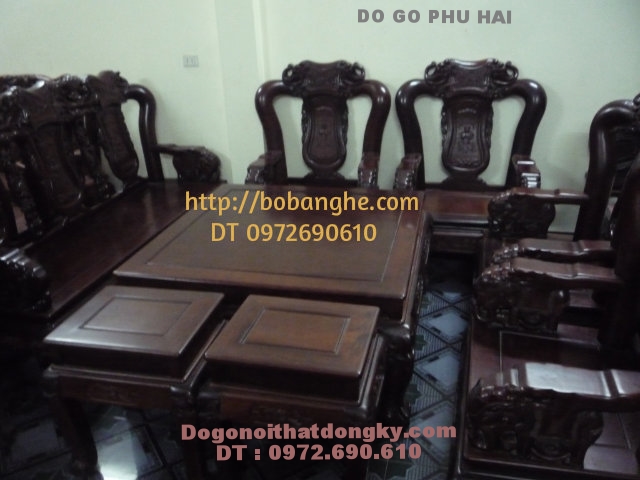 Bộ bàn ghế gỗ cẩm lai Đồ Gỗ Đồng Kỵ vai 12 QVCL04