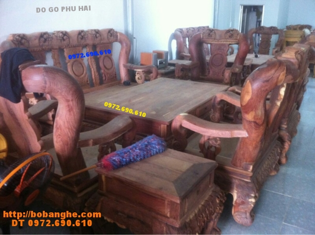 Bộ bàn ghế gỗ cẩm lai Quốc Đào vai 14 CL7 