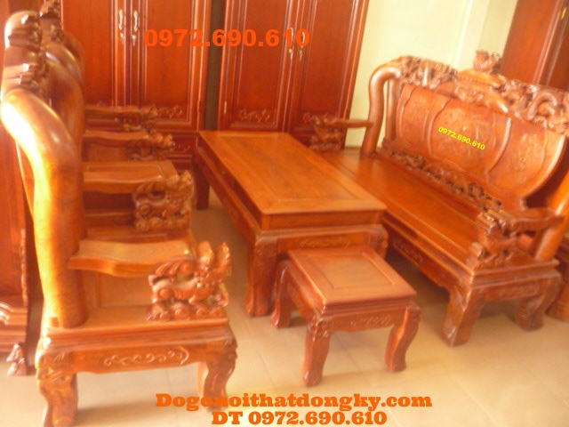 Bộ bàn ghế đẹp gỗ hương kiểu đỉnh rồng BDR1