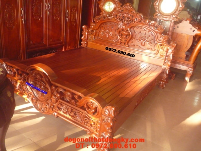 Giường ngủ gỗ hương, Giường Hồng kiểu mới GNH2