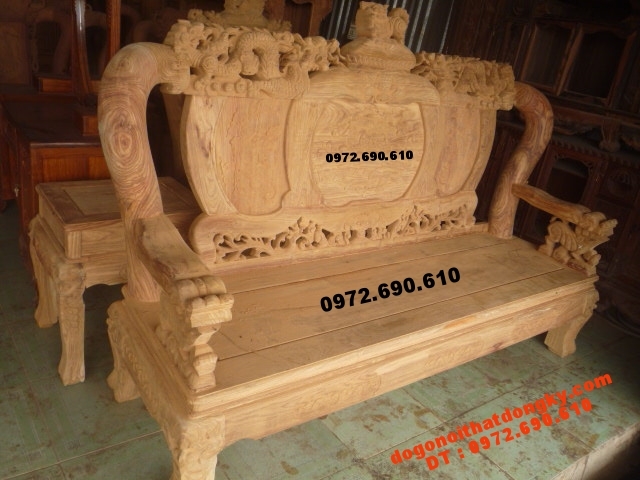 Bộ bàn ghế đẹp kiểu đỉnh rồng gỗ hương vai 12 BG46