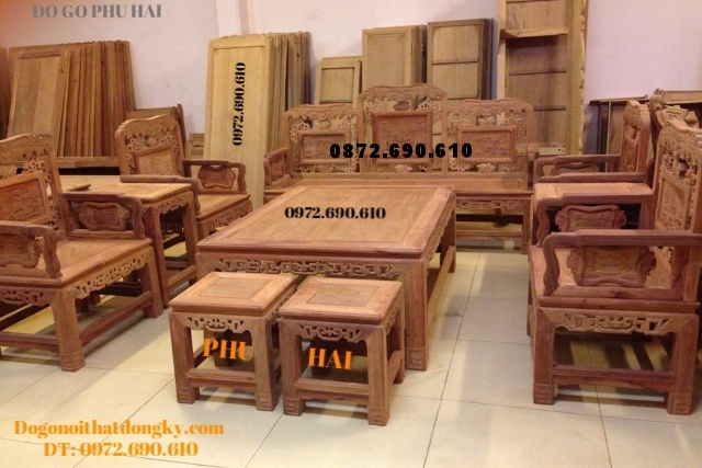 Bộ bàn ghế đồng kỵ gỗ hương kiểu cổ B98