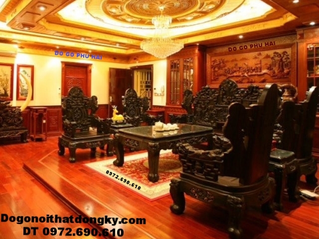 Bộ bàn ghế gỗ mun kểu Tam đa nội thất Quí tộc B171