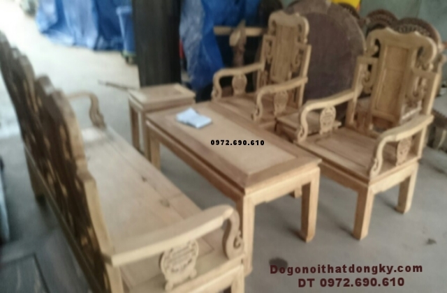 Bộ bàn ghế phòng khách mẫu cổ gỗ gụ giá rẻ B177
