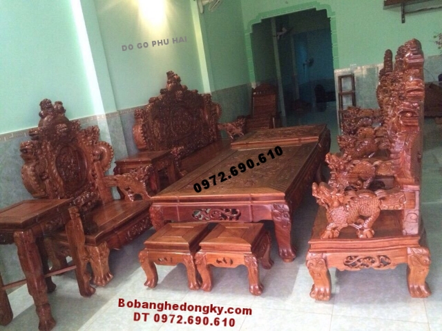 Bàn ghế gỗ đẹp Rồng Bảo đỉnh Bobanghedongky.com B196