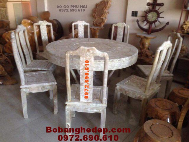 Bộ bàn ghế ăn gỗ nu nghiến Kiểu bàn tròn BA97