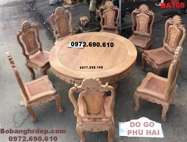 bộ bàn ghế phòng ăn đẹp,go huong, Bo ban ghe phong an ban tron, Bộ bàn ăn, Bộ bàn ghế phòng ăn đẹp bàn tròn, Bộ bàn ghế ăn chất liệu gỗ đinh hương