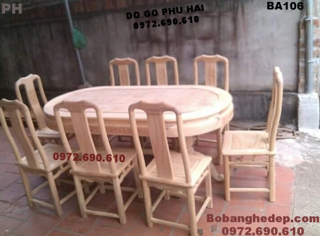 Bộ Bàn Ghế Ăn Đẹp, Bộ 8 Ghế Bàn Bầu Dục