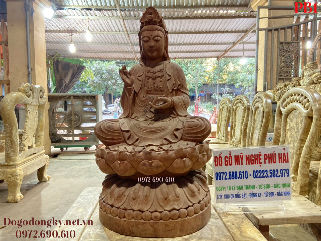 Tượng Phật Bà Quan Âm Bằng Gỗ Hương Đẹp Nhất FB01